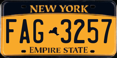 NY license plate FAG3257