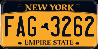 NY license plate FAG3262
