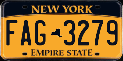 NY license plate FAG3279