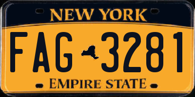 NY license plate FAG3281