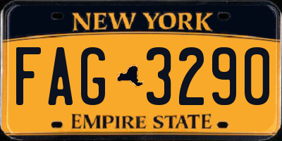 NY license plate FAG3290