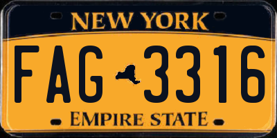 NY license plate FAG3316