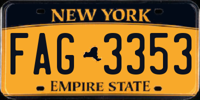 NY license plate FAG3353