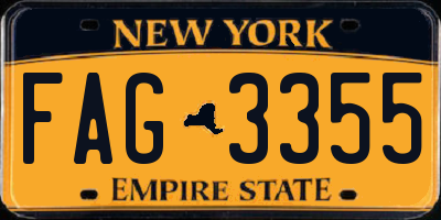 NY license plate FAG3355