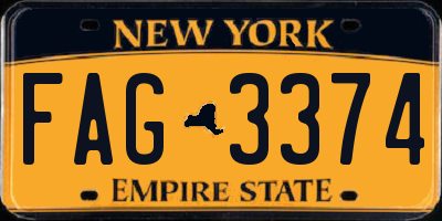 NY license plate FAG3374