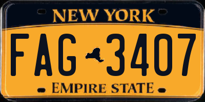 NY license plate FAG3407