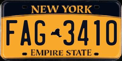 NY license plate FAG3410
