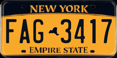 NY license plate FAG3417