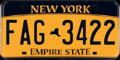 NY license plate FAG3422