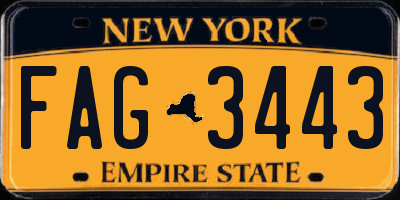 NY license plate FAG3443