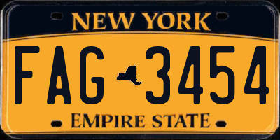 NY license plate FAG3454