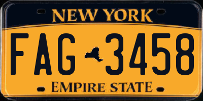 NY license plate FAG3458