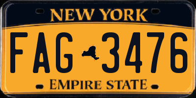 NY license plate FAG3476