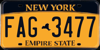 NY license plate FAG3477