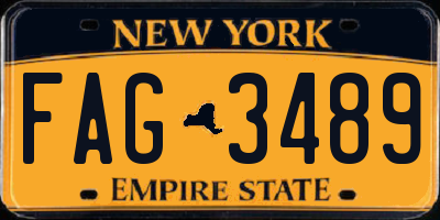 NY license plate FAG3489