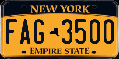 NY license plate FAG3500