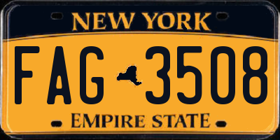 NY license plate FAG3508