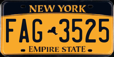 NY license plate FAG3525