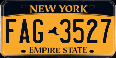 NY license plate FAG3527