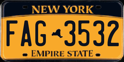 NY license plate FAG3532