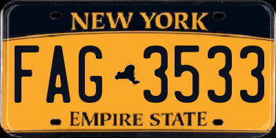 NY license plate FAG3533