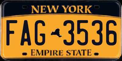 NY license plate FAG3536
