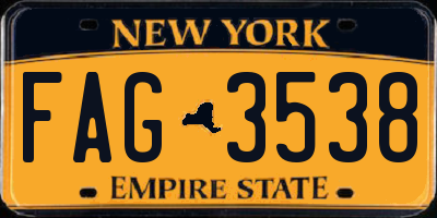 NY license plate FAG3538