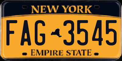 NY license plate FAG3545
