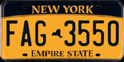 NY license plate FAG3550