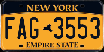 NY license plate FAG3553