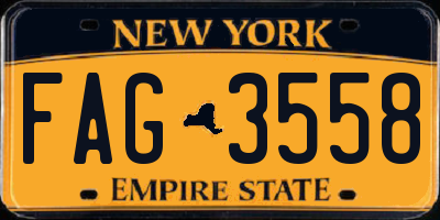 NY license plate FAG3558