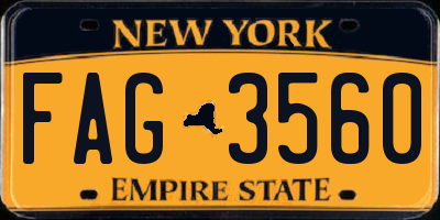 NY license plate FAG3560