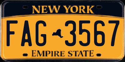 NY license plate FAG3567