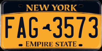NY license plate FAG3573
