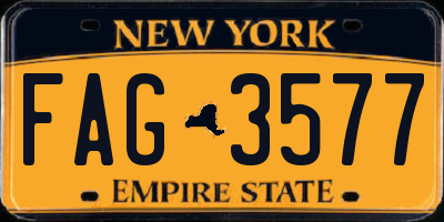 NY license plate FAG3577