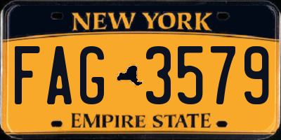 NY license plate FAG3579