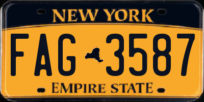 NY license plate FAG3587