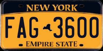 NY license plate FAG3600