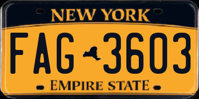 NY license plate FAG3603