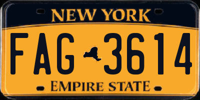 NY license plate FAG3614