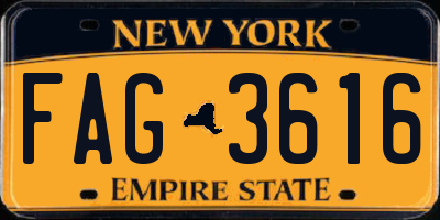 NY license plate FAG3616