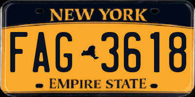 NY license plate FAG3618