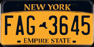 NY license plate FAG3645