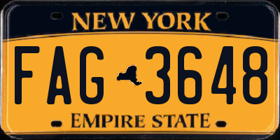 NY license plate FAG3648