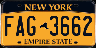 NY license plate FAG3662