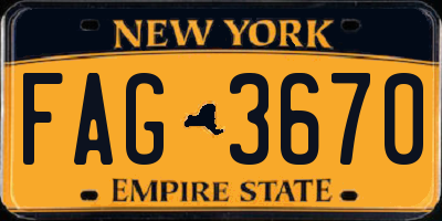 NY license plate FAG3670