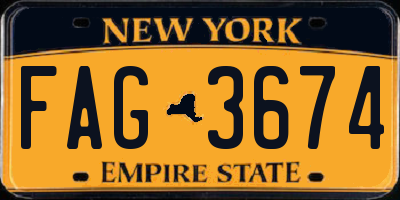 NY license plate FAG3674