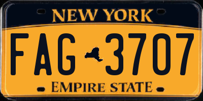 NY license plate FAG3707
