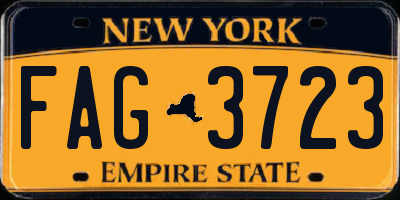 NY license plate FAG3723