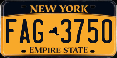 NY license plate FAG3750